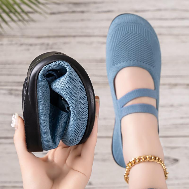 Shoes women's shallow mouth pedal soft sole is not tired women's shoes fly-woven breathable single shoes wide last mother shoes cloth shoes