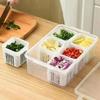 Kitchen Onion Ginger Garlic Storage Preservation Box Multi Grid Food Grade Fruit Vegetable Drain Box Refrigerator Storage Tank