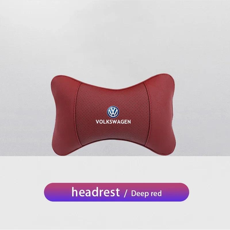 1Pcs Car Seat Headrest Auto Logo Neck Head Pillow Tools For VW R Line GTI Atlas Jetta Touareg Variant Golf Polo Taos PassatAL6