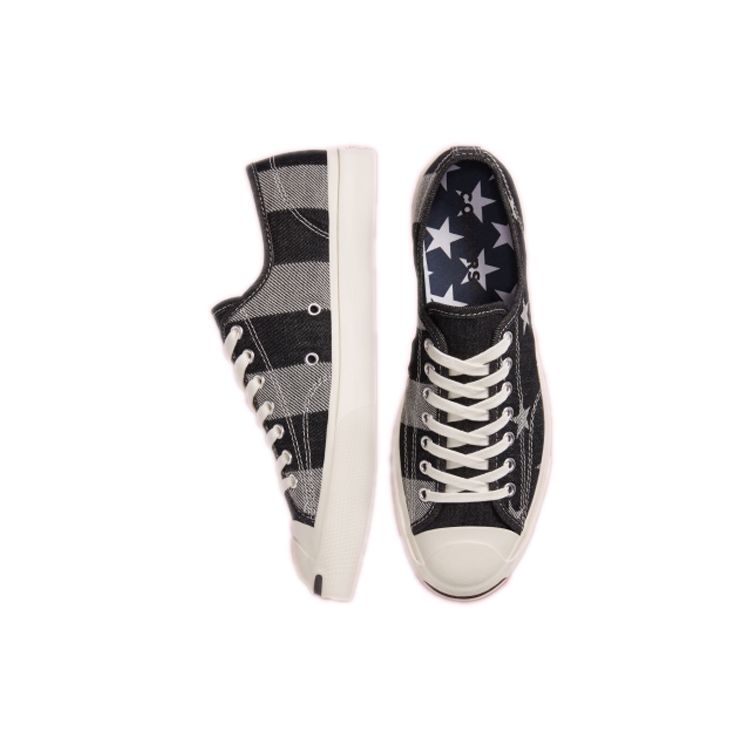 Converse Jack Purcell Open Smile Striped Simple Versatile Low-Top Canvas Shoes Unisex Sneakers Black Gray 167830C