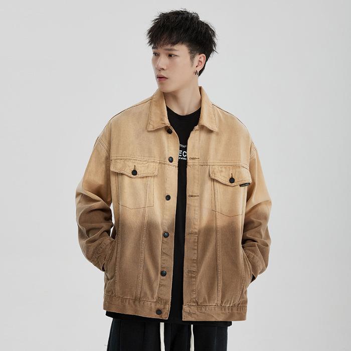 

Куртка из денима Personality Wash Gradual Change American Retro Loose Fashion Heavy Label Casual Jacket Men s Top 3XL