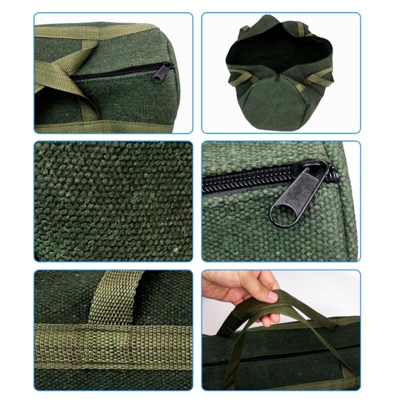 Werkzeugtasche aus Canvas mit großer Kapazität, Werkzeugaufbewahrungstasche, Handwerkzeugaufbewahrung, Tragetasche, Werkzeugorganizer für Zimmerleute