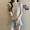 Retro Fashion Woven Plaid Top for Women's Summer Age Reduction and Stylish Versatile T-shirt