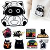 Cat Pattern Brooch Cartoon Black Pin, Enamel Animal Lapel Pin for Collars Decorative Pins Men Women, Badge Clothing Bags Scarves Sweaters