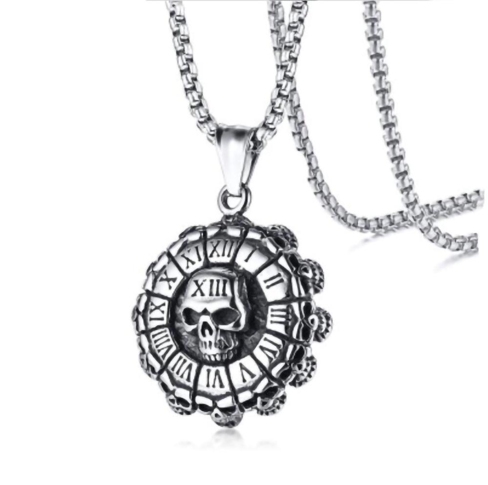 Korean Stainless Titanium Steel Men'S Necklace Pendant Personalized Tag Student Trendy Male Skull Jewelry