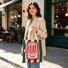 Durable Fabric School Bag Striped Canvas Tote, Sardine Can Pattern, Reusable Shopping Bag, Foldable Versatile Everyday Handbag Tote for Women Men Gym