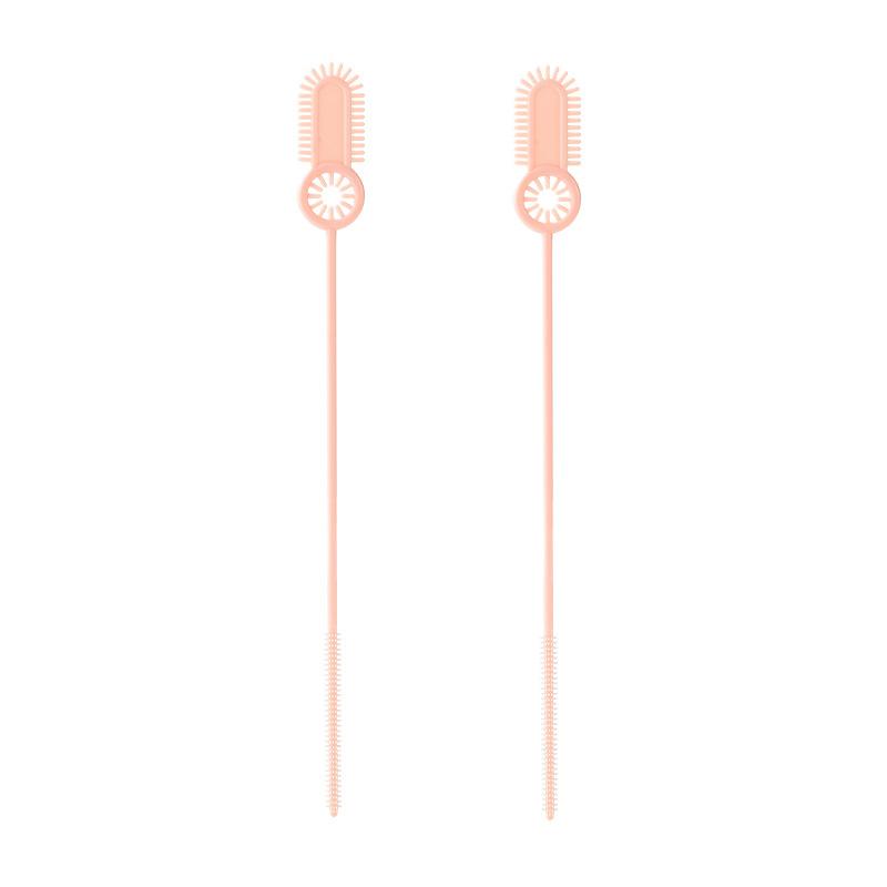 2Pcs Bottle Cleaning Brush Silicone Straw Brushes Long Handle Cleaning Brushes Soft Hair Straws Spiral Kitchen Cleaning Tool