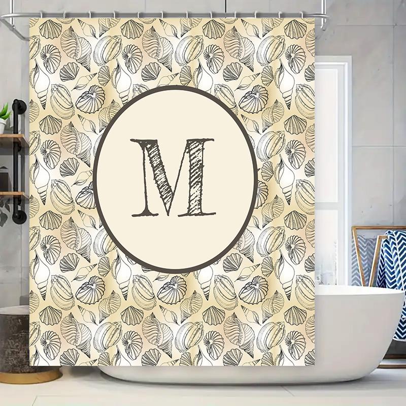 

Nautical-Themed Shower Curtain With Letter M Monogram Perfect For Coastal-Inspired Bathroom Decor (128 Characters) W60H190(CM)-1 Pcs
