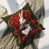 1Pc Vintage Gentleman Rabbit Tea Time Throw Pillow Cover,Suitable For Sofa,Bedroom,Living Room,A Retro Gift For Rabbit Lovers
