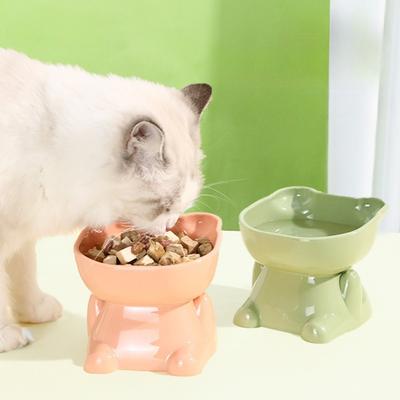 Elevated Cat Bowl, Neck Protection Bowl for Pets, Tilting Design, Cat High Foot Bowl, Cute Cat Bowl for Food and Water