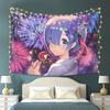 Anime Girl Fireworks Tapestry  Celebrate holiday moments with vibrant artworks  Perfect for bedroom and living room decoration