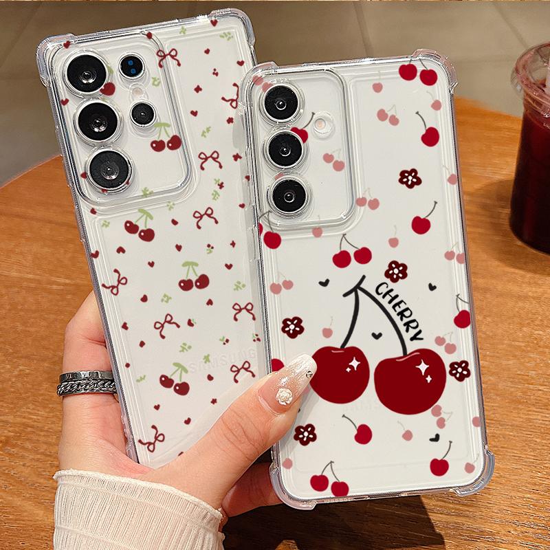 Little Cherry Pattern Phone Case For Samsung Galaxy A57 A37 A17 A56 A16 A55 A36 A26 A15 A35 A54 A53 Clear Shockproof Soft Cover