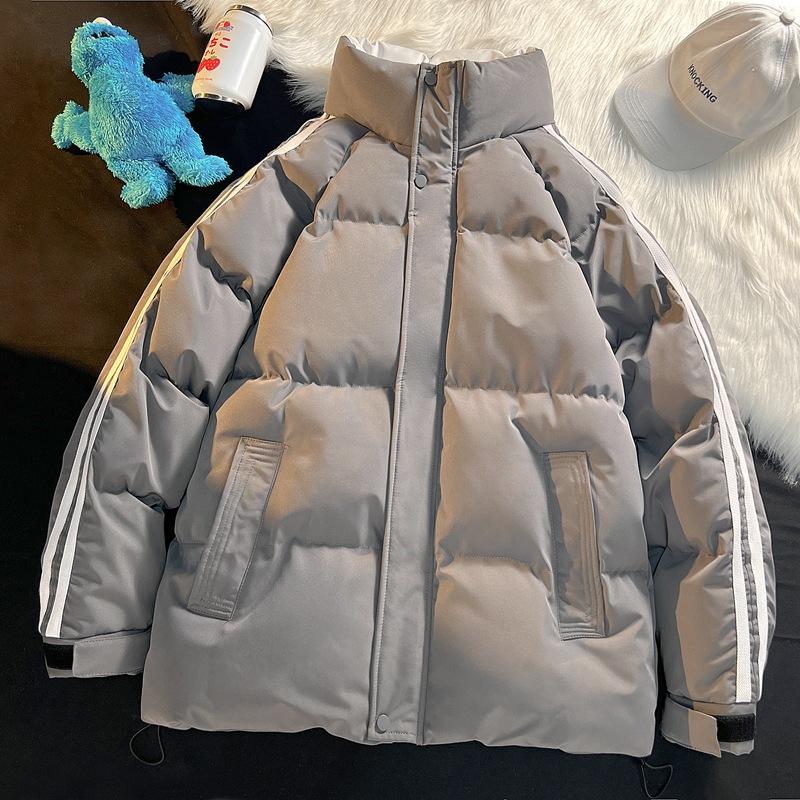 

Зимняя одежда с хлопковой набивкой со стойкой для мужчин и женщин в одном стиле, одежда с хлопковой набивкой Feather Rong, свободная и модная, универсальная 4XL серый