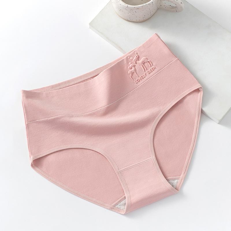 Plus Size Women's Spring and Autumn High Waisted Pure Cotton Cinched Triangle Underwear