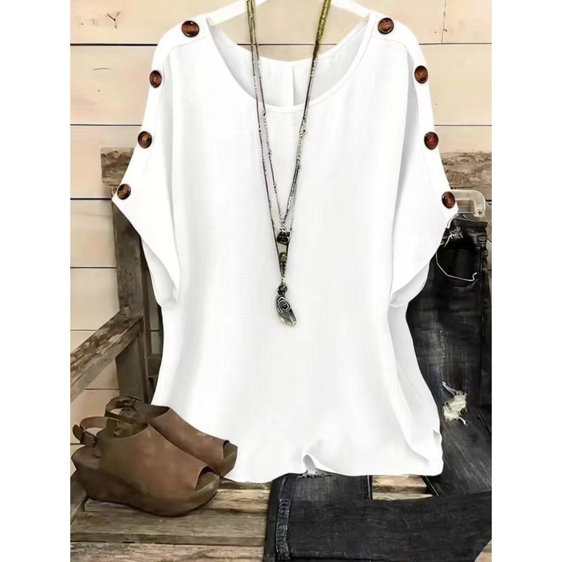BFCCQB Camicette e camicie casual con scollo a maniche corte e alla moda da donna