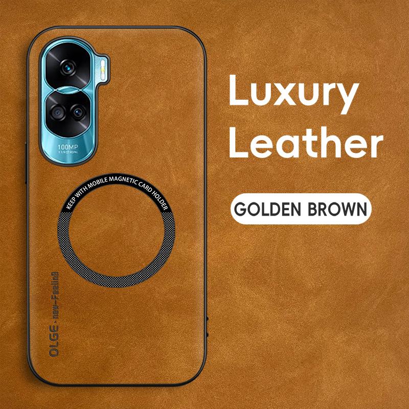 

Магнитный ретро кожаный мягкий чехол для Honor 90 Lite Honor90 Lite 5G Беспроводная зарядка Чехол для телефона For Honor 90 Lite коричневый