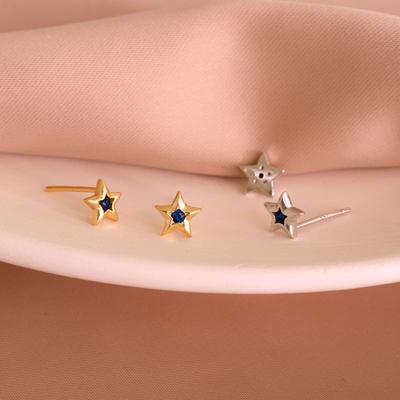 Blue Mini Earrings Temperament Earrings Five-pointed Star Small Earrings for Women Ear Piercing Earrings for Women