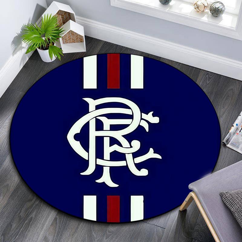 Rangers FC Round Area Rug,Carpet Rug for Living Room Bedroom Sofa Playroom Decor,Non-slip Floor Mat