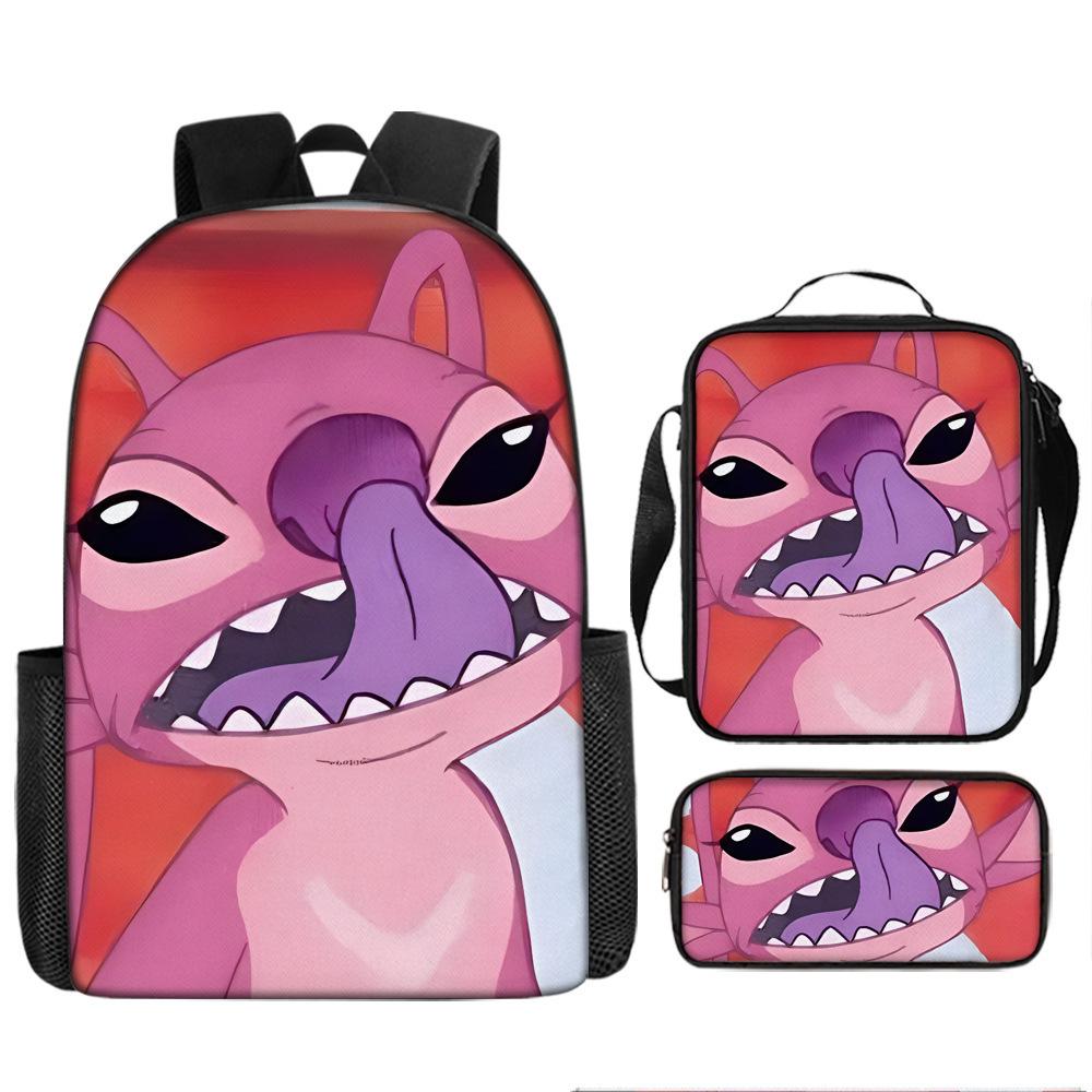 Stitch Kids Backpack Set 3-Piece Student School Bag Lunch Box Pencil Case Digital Print Gift Set for Children
