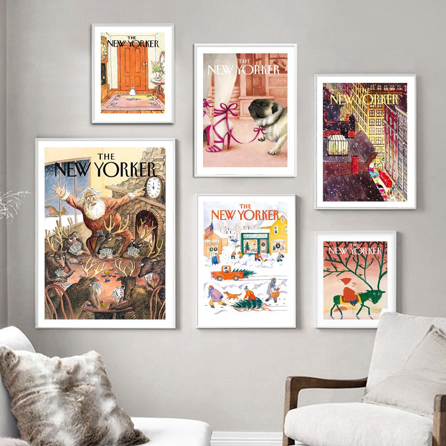 Weihnachten Santa Claus Candy Vintage Magazin Cover Wand Kunst Leinwand Malerei Poster Und Drucke Wand Bilder Für Schlafzimmer Dekor Kein Rahmen