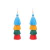 Bohemian color wool fringed earrings women's personality color matching vacation exaggerated temperament long earrings