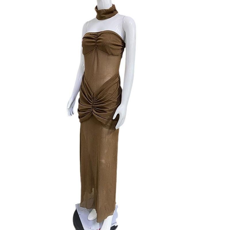 Европейское и американское сексуальное модное облегающее платье без бретелек с открытой — фото 9