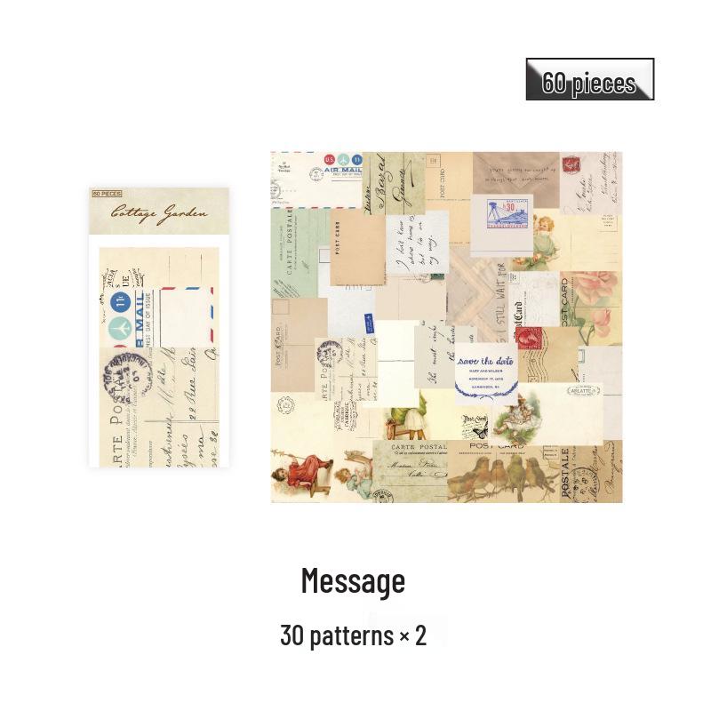 Garden Series Retro Korean Journal Background Paper, 60 Sheets, 6 Designs