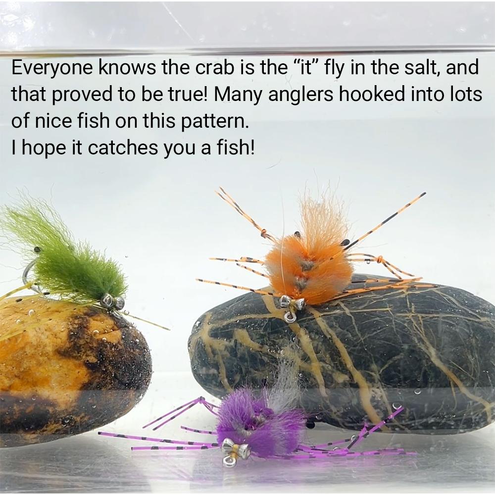 1PC/2PCS Weighted Saltwater Fishing Lure EP Crab Fly for Redfish, Striped Bass, Trout, Snook - Tungsten Eyes, UV Resin