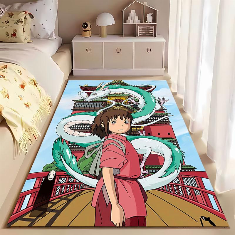 "Anime Girl and Dragon Carpet Design" suitable as a non-slip mat for the living room or bedroom sofa