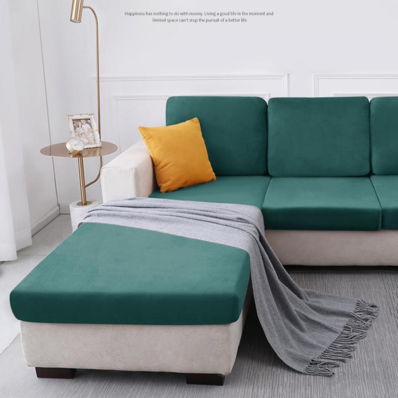 Velvet Stretch Sofa Cushion Cover Large Size Non Slip Seat Protector For Living Room Couch And Bedroom Chair