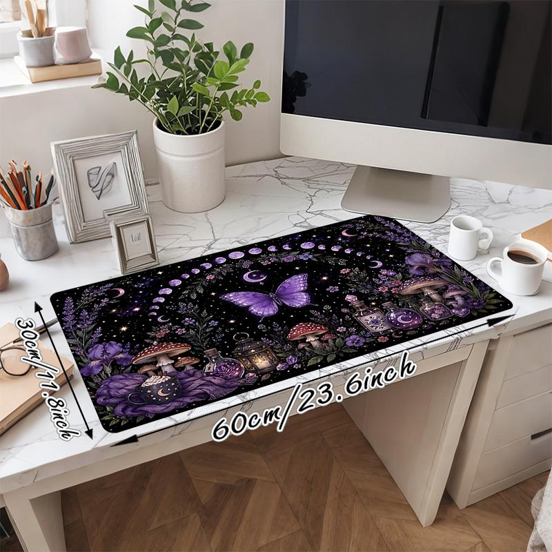 1Pc Purple Fantasy Garden Gaming Mouse Pad Keyboard Desk Mat Non-slip Rubber Lock Edge Waterproof Computer Mousepad for Office Home Decor Ey14