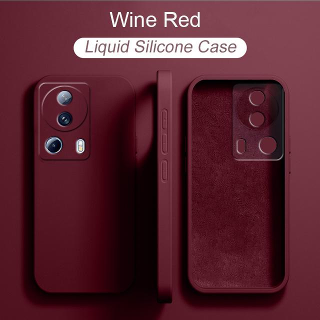 

Жидкий силиконовый чехол для XiaoMi 13 Mi13 M 13 Pro Mi 13Lite XiaoMi 13 Lite, глобальная версия, защитный чехол для всей камеры, квадратный силиконовый чехол XiaoMi 13 Lite вино красного