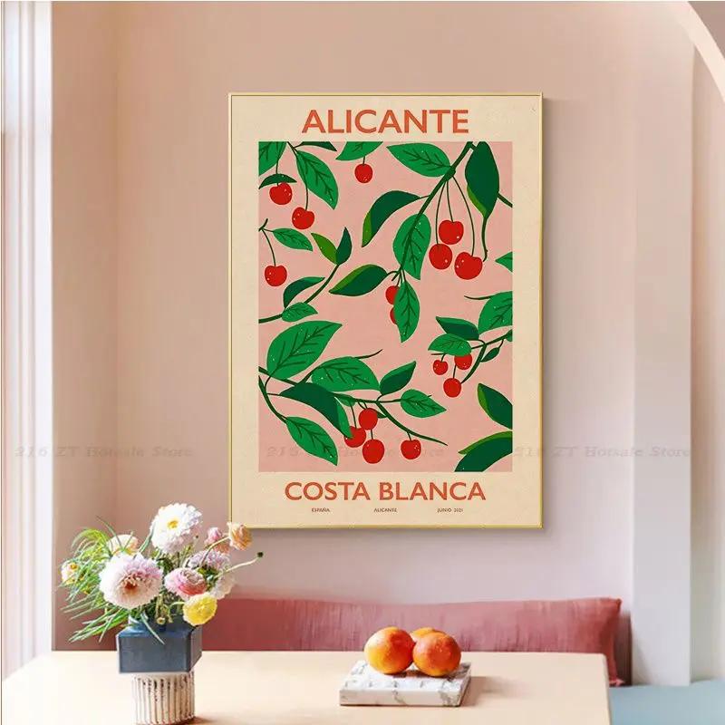 Cherry Lemon Orange Fruit Market, HD Canvas Print Wall Art Poster, Suitable for Home, Store, Restaurant ation Painting
