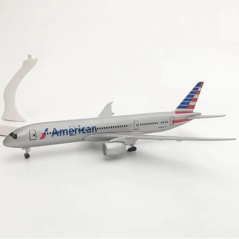 Simulation 20CM American Plane Model 787 Airliner Alloy Die-Cast Airplane Toys Collectible Display Stand Children Adults