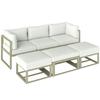 Garden Daybed, 6 Piece Outdoor Sectional Sofa Set, Aluminium Patio Conversation Furniture Set with Coffee Table