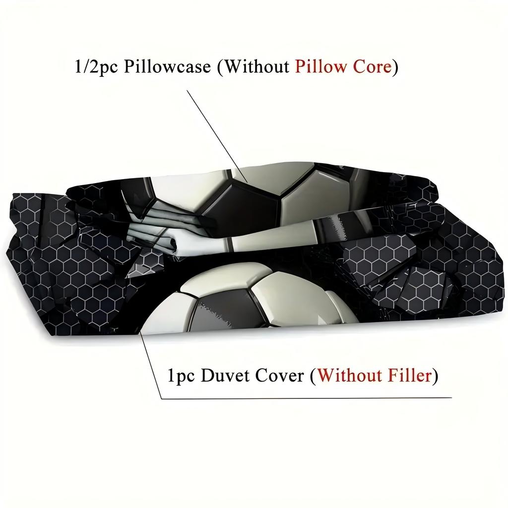 Football Impact Cementowa Ściana Sześciokątny Nadruk Zgnieciony Przez Uderzenie Kołdra Poliestrowa Wygodna Poszwa na Kołdrę w Stylu Efektów Wizualnych 3D