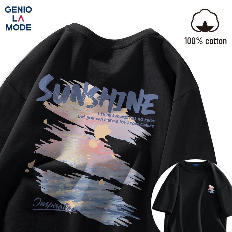 GENIOLAMODE Pánské ležérní tričko s krátkým rukávem z čisté bavlny