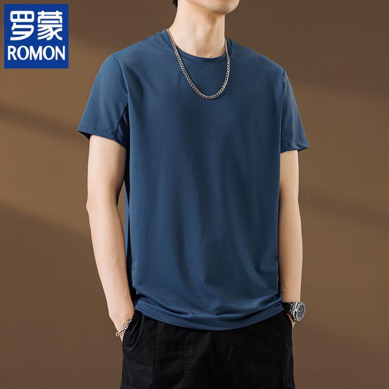 ROMON Men's Business Casual Round Neck Short Sleeve T-Shirt