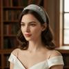 Hair Ornament Brides Beaded Hairband Pearl Ribbon Pearl Headband Elegant Detachable Bridal Veil