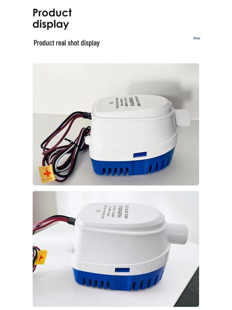 12V Automatic Marine Bilge Pump for Low Water Levels - Small DC Submersible Pump for Yachts and RVs
