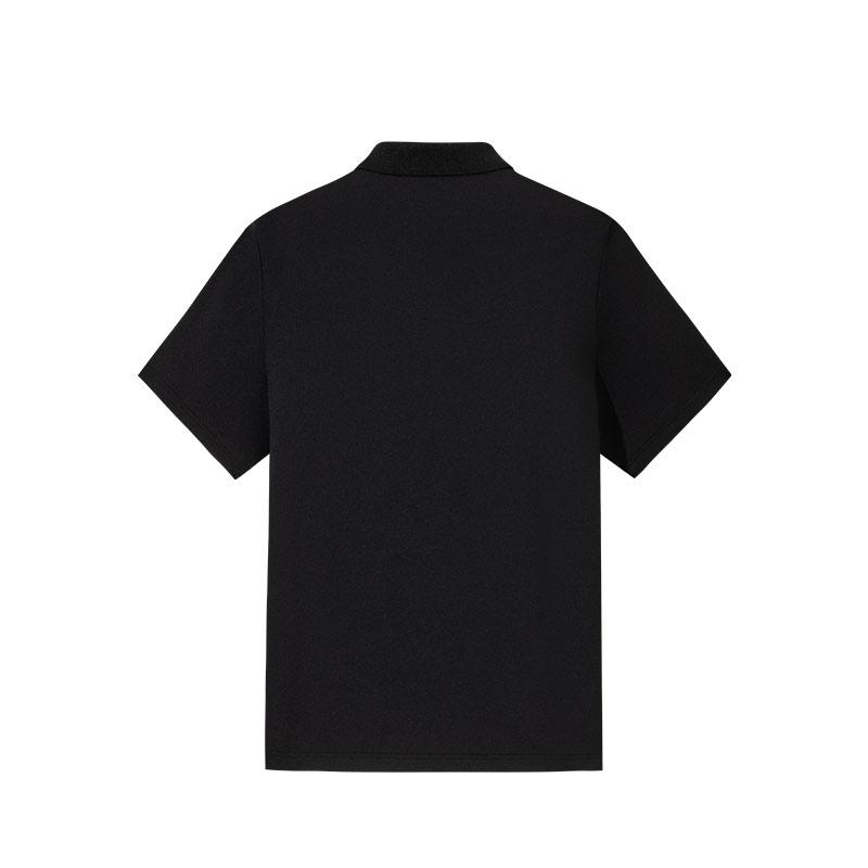 Anta Comfortable Breathable Solid Color Casual Short Sleeve Polo Shirt Men tops Black 952528113-4