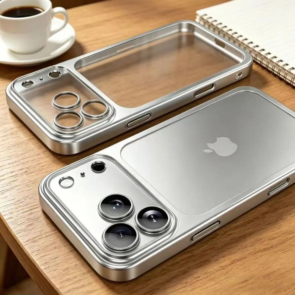 Luxury Plating Color PC Transparent Phone Case for IPhone Air 18 17 16 15 14 13 Pro Max Lens Protection Matte Back Hard Cover