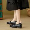 Super soft leather black camellia spring and autumn new one-pedal platform single shoes women