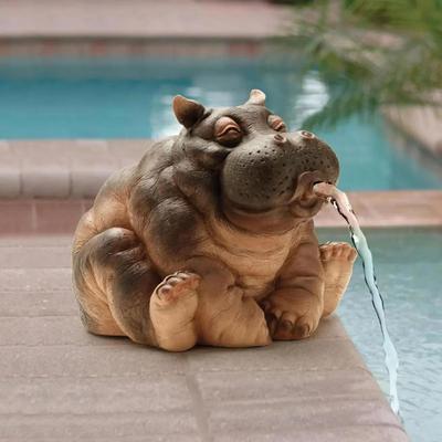 New Hippo Decor Pond Spitter Statue Hippo Garden Supplies Outdoor Animal Sprinkler Yard Patio Home Decoration House Sculptures