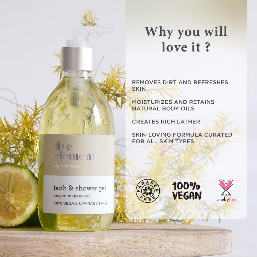 Kimirica Five Elements Shower Gel and Moisturizing Body Lotion Bath Care Duo | Enrich with Goodness of Aloe and Glycerine for Men & Women 100% Ve