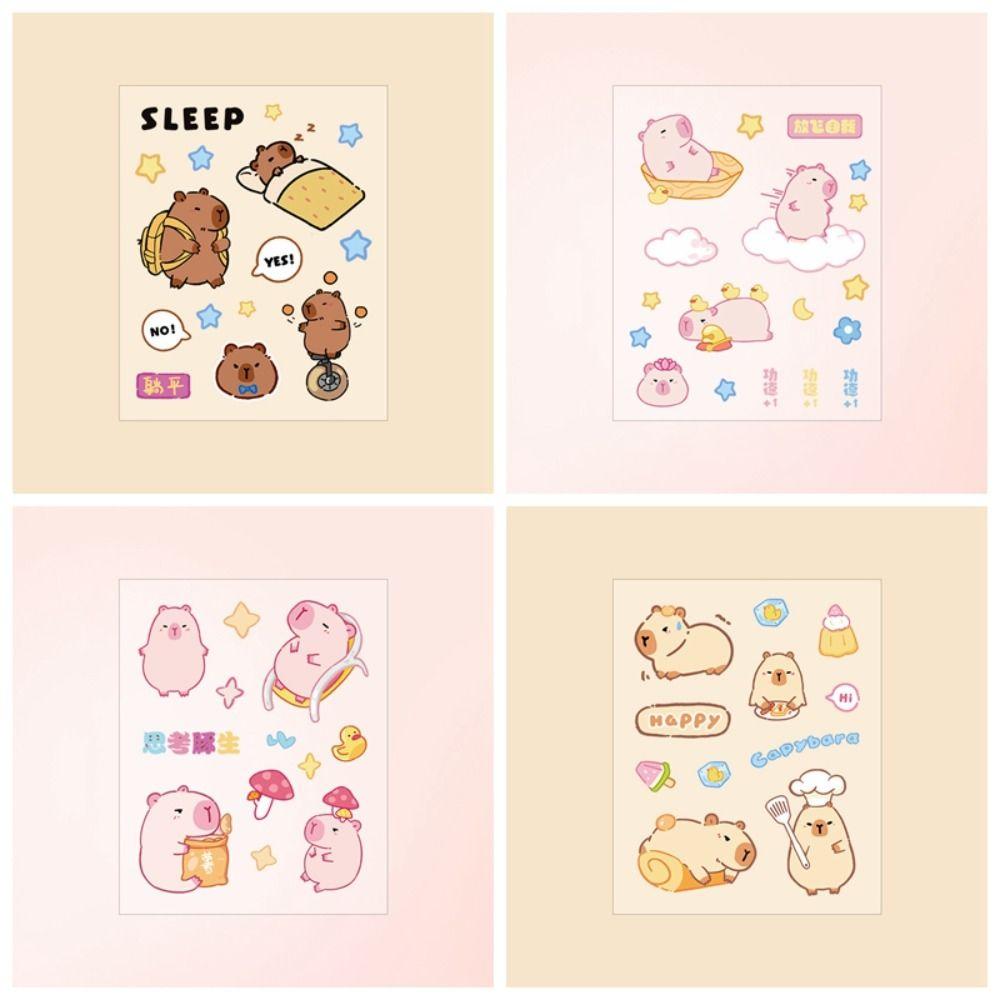 20 Pcs/Bag Kawaii Pink Capybara Stickers Funny Cartoon Poster DIY Toy Notebook Sticker  Student