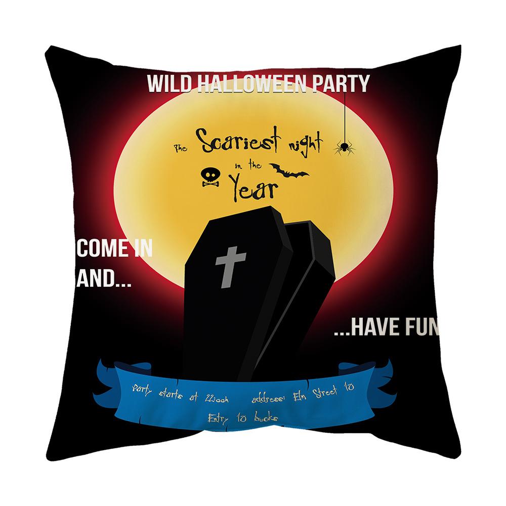 Halloween Cartoon Backrest Sofa Pillow Case Pillow Case Decoration Peach Skin Pillow Cushion Nordic Living Room