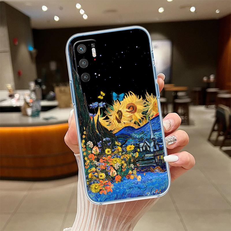

RE55 Starry Night Van Gogh Painting Transparent Phone Case for Samsung Galaxy A04 A04S A14 A23 A34 A54 M23 M33 M52 M53 Galaxy A23 5G