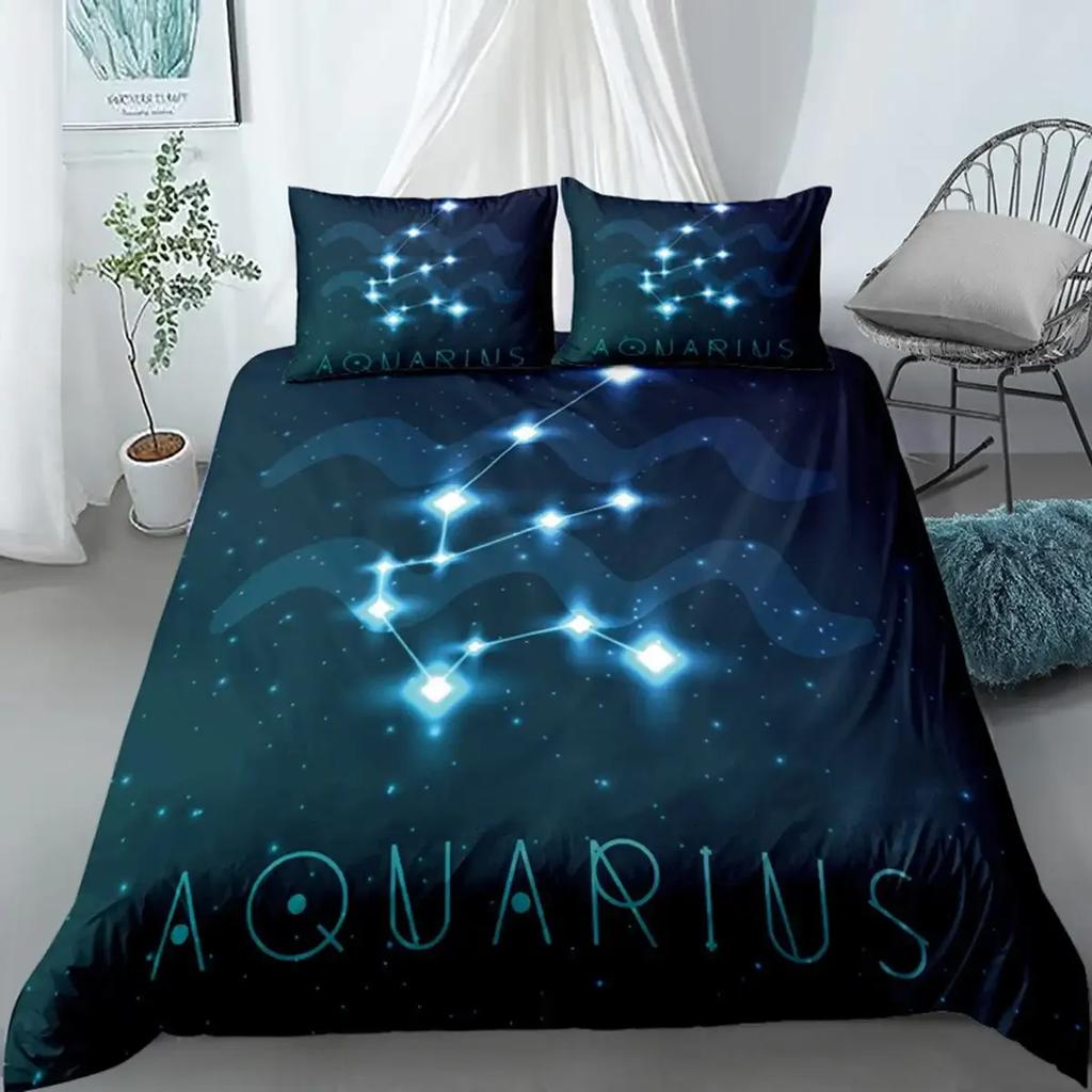Comforter Constellation Psychedelic Galaxy Astrology Hippie Mystery Compass Blue For Bedroom Decoration Warm Soft