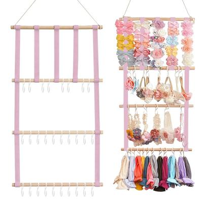 Bow Headband Holder Baby Girls Hair Bows Clips Storage Rack With Hook Hair Band Hairband Shelf Hanging Wall Hairpin Organizer